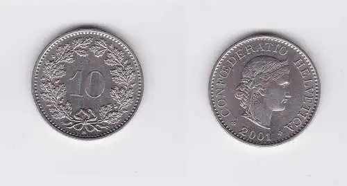 10 Rappen Kupfer Nickel Münze Schweiz 2001 B (117971)