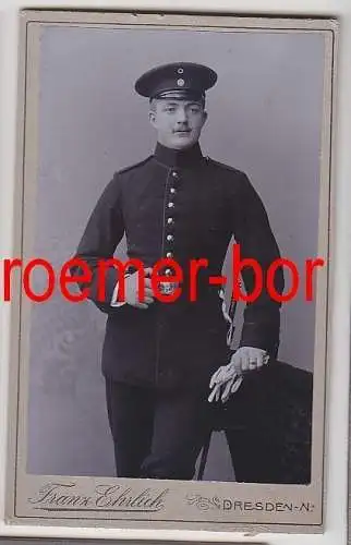 78161 Kabinett Foto Soldat mit langem Bajonett Dresden um 1915