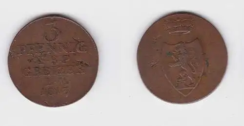 3 Pfennige Kupfer Münze Reuss ältere Linie 1813 (130957)