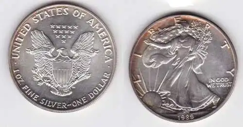 1 Dollar Silber Münze Silver Eagle USA 1989 1 Unze Feinsilber  (141655)