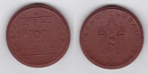 Meissner Porzellan Medaille 700 Jahre Stadt Löbau 1221 - 1921 (138987)