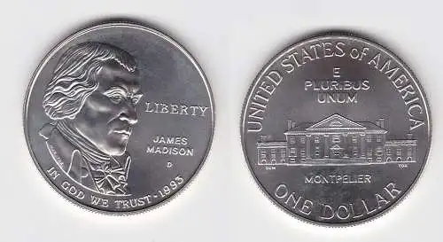1 Dollar Silber Münze USA 1993 James Madison (131214)