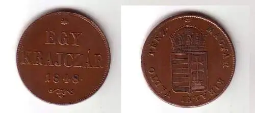 1 Egy Kreuzer Kupfer Münze Ungarn 1848 (114259)