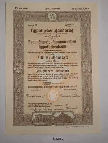 200 RM Pfandbrief Braunschweig-Hannoversche Hypothekenbank 31.Okt. 1940 (128284)