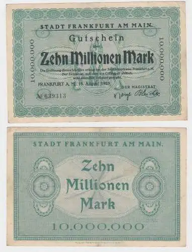 10 Millionen Mark Banknote Stadt Frankfurt am Main 15.08.1923 (140321)
