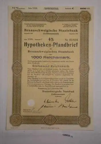 1000 Reichsmark Pfandbrief Braunschweigische Staatsbank 1.November 1940 (128533)