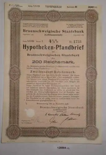 200 RM Pfandbrief Braunschweigische Staatsbank 21. November 1936 (128864)