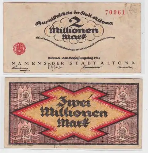 2 Millionen Mark Banknote Aushilfsschein der Stadt Altona 1923 (135970)