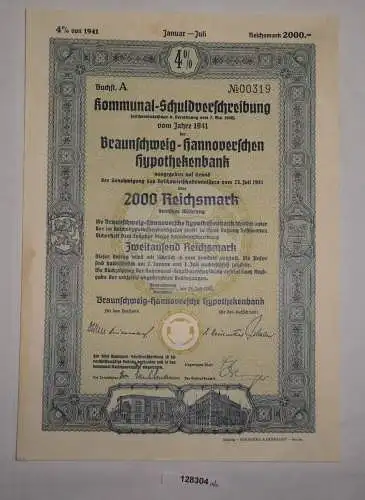 2000 RM Schuldverschreibung Braunschweig-Hannoversche Hypothekenbank (128304)