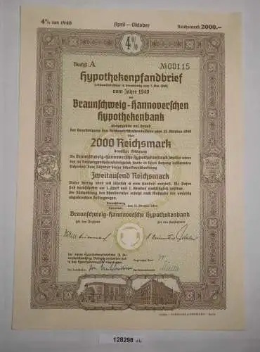2000 RM Pfandbrief Braunschweig-Hannoversche Hypothekenbank 31.10.1940 (128298)