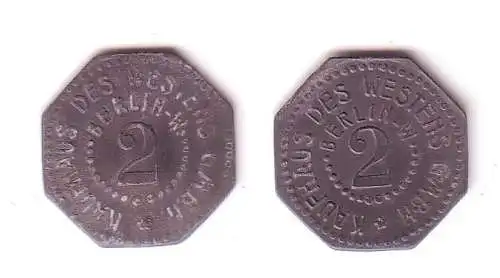 2 Pfennig Notgeld Zink Münze Berlin Kaufhaus des Westens GmbH (112557)