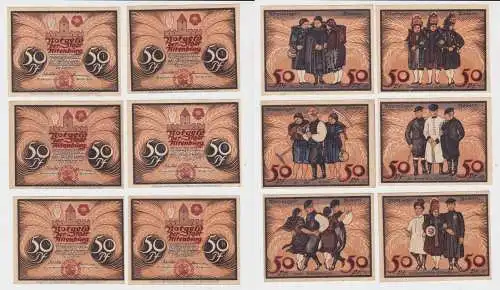 6 x 50 Pfennig Banknoten Notgeld Stadt Altenburg Bauernserie 1921 (137292)