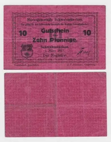 10 Pfennig Banknote Notgeld Stadt Schwabmünchen 01.03.1917 (140088)