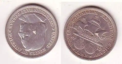 1/2 Dollar Silber Münze USA Kolumbus Ausstellung Chicago 1892 (109480)
