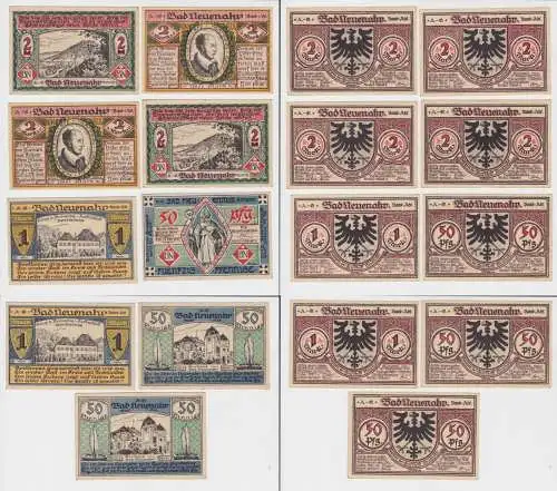 9 x Banknoten Notgeld Stadt Neuenahr, Bad 01.03.1922 (137784)