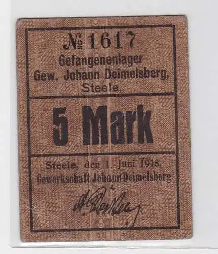 5 Mark Banknote Gefangenenlager Steele 1.Juni 1918 (130417)