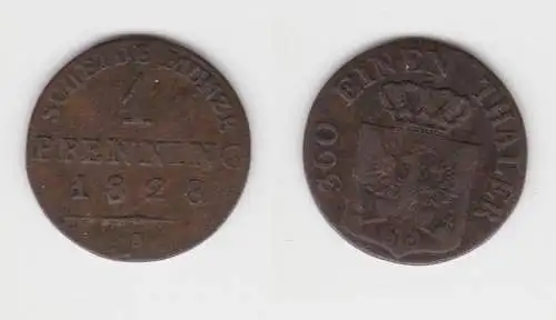1 Pfennig Bronze Münze Preussen 1828 A  f.ss (151141)