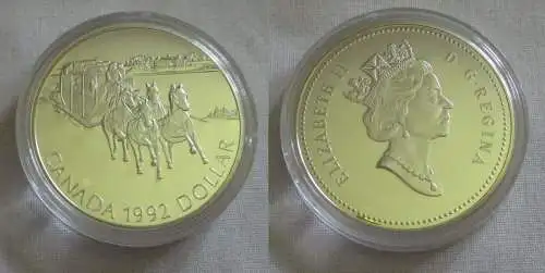 1 Dollar Silbermünze Kanada 175 Jahre Postkutschenverbindung 1992 PP (151174)