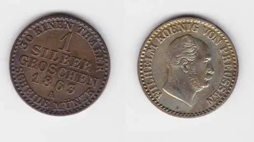 1 Silber Groschen Münze Preussen 1863 A ss+ (150831)