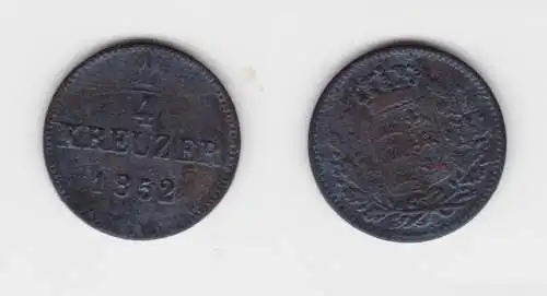 1/4 Kreuzer Kupfer Münze Württemberg 1852 ss+ (150867)
