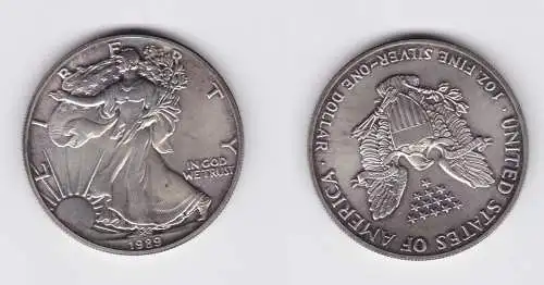 1 Dollar Silber Münze Silver Eagle USA 1989 1 Unze Feinsilber (151492)