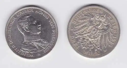 3 Mark Silbermünze Preussen Kaiser in Uniform 1914 Jäger 112 f.vz (151598)