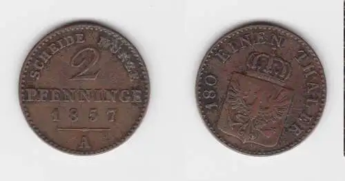2 Pfennig Bronze Münze Preussen 1857 A ss (151498)