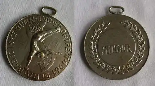 DDR Sieger Medaille Bezirks Turn- & Sportfest Gera 1961 (145078)
