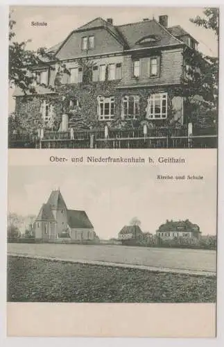 99268 Mehrbild Ak Ober- und Niederfrankenhain b. Geithain - Schule, Kirche 1938