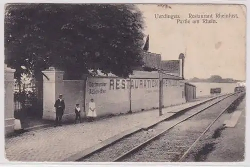 900848 AK Uerdingen - Restaurant Rheinlust, Partie am Rhein, Dortmunder Bier