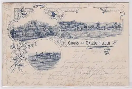 900970 Lithografie AK Gruss aus Salzderhelden - Ortsansichten 1897