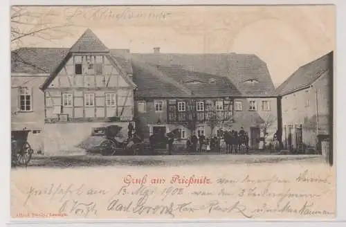 99378 Ak Gruss aus Prießnitz - Blick auf Bauerngut 1902