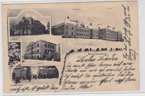 48878 AK Kaserne Marienberg, Beamtenhaus, Haupttor und Außenansichten 1906