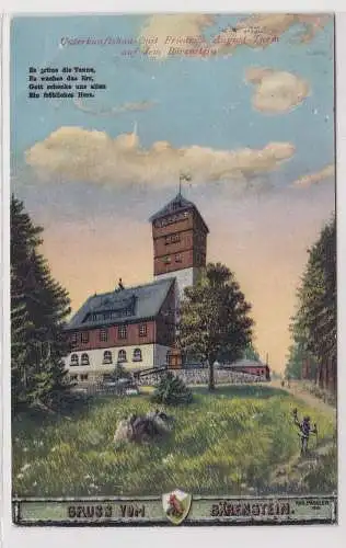 95949 AK Gruss vom Bärenstein - Unterkunftshaus mit Friedrich August Turm 1926