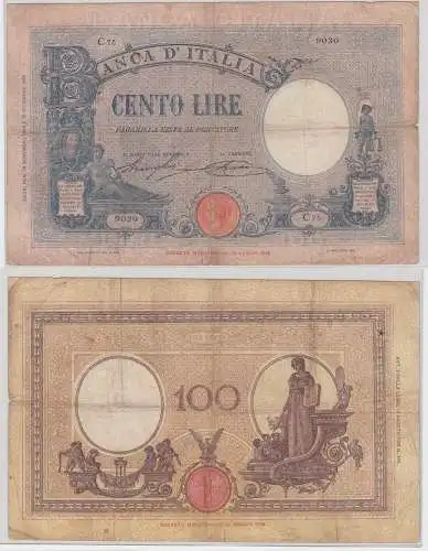 100 Lire Banknote Italien Italia 1925 PIC 39 (144738)