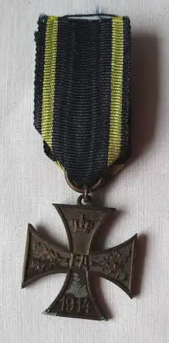 Kriegsverdienstkreuz Braunschweig 1914 Kriegsmetall bronziert am Band (110744)