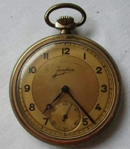 schöne Nickel Herren Taschenuhr Marke Junghans um 1920 (107906)