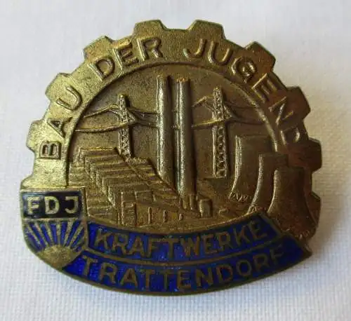 DDR Abzeichen Bau der Jugend Kraftwerk Trattendorf in Gold (110486)