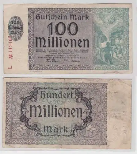 100 Millionen Mark Banknote Inflation Hamborn August Thyssen Hütte 1923 (137413)