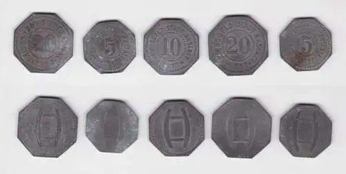 5 bis 20 Pfennig Zink Münzen Notgeld Stadt Rastatt 1917 (139867)