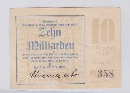 10 Milliarden Mark Banknote Inflation Wolfach Bankhaus Stürmer 1923 (126270)