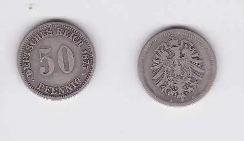 50 Pfennig Silber Münze Deutsches Reich 1875 A  (122946)