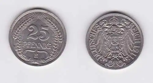 25 Pfennig Nickel Münze Deutsches Reich 1911 E Jäger 18  (122904)