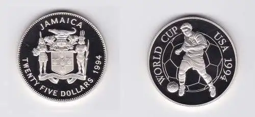 25 Dollar Silber Münze Jamaika Jamaica Fussball WM USA 1994 (123269)