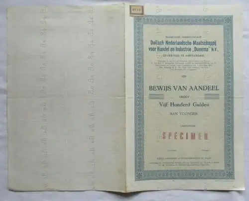 Aktie Duitsch Nederlandsche Maatschappij Amsterdam 1941 Speciemen (134394)