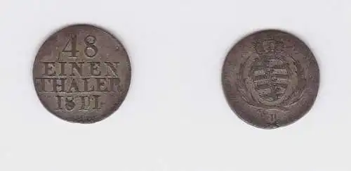 1/48 Taler Silber Münze Sachsen Friedrich August I. 1811 H (127193)