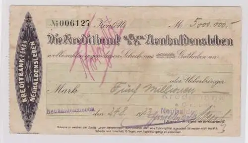 5 Millionen Mark Banknote Kreditbank GmbH Neuhaldensleben 24.8.1923 (126598)