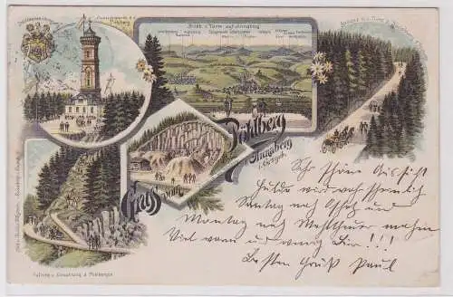 99663 Lithographie Ak Gruss vom Pöhlberg bei Annaberg im Erzgebirge 1898