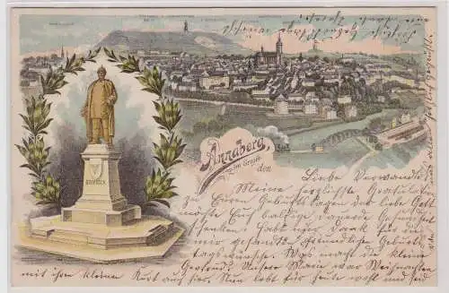99661 Lithographie Ak Annaberg im Erzgebirge - Bismarckdenkmal, Panorama 1901