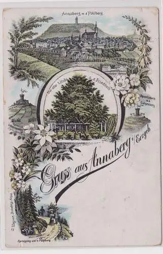 99657 Lithographie Ak Gruss aus Annaberg im Erzgebirge um 1900